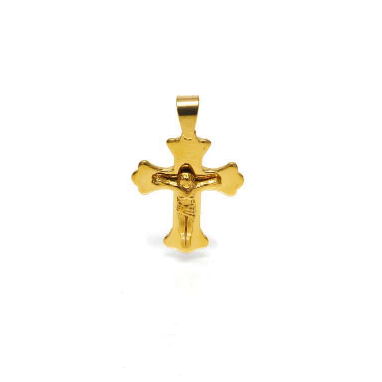 Croix christ acier doré-5-min (1)