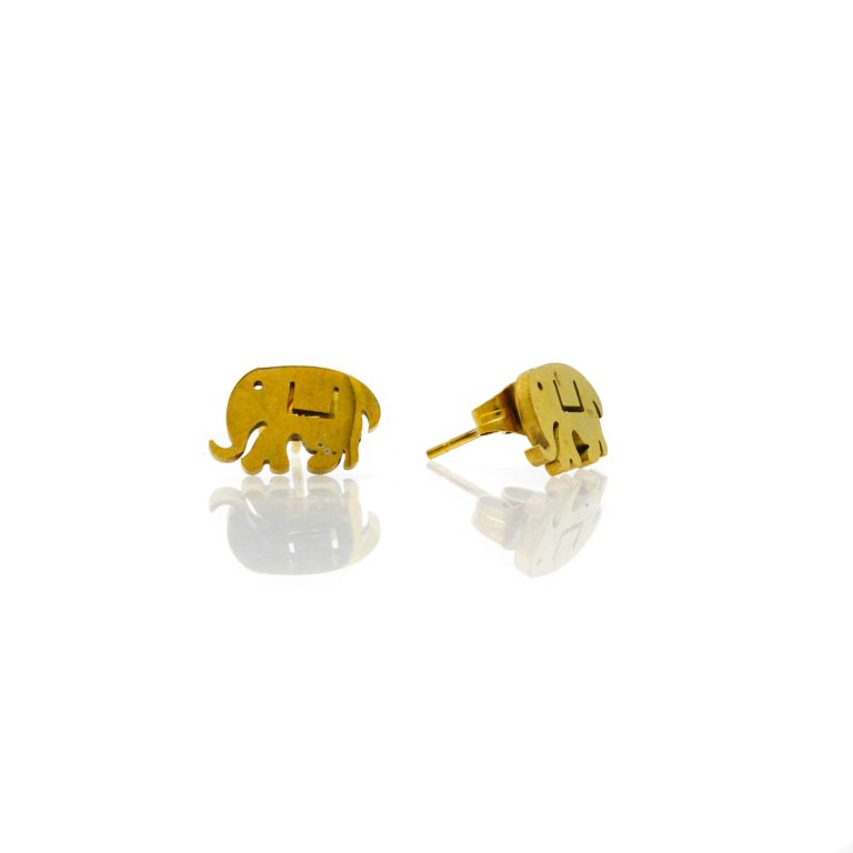 Boucles d oreilles elephant acier doré-2-min
