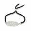 Bracelet acier cordon noir barette fleur zircon-4
