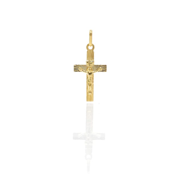 Pendentif croix Christ ciselé Or 18 Carats 23mm