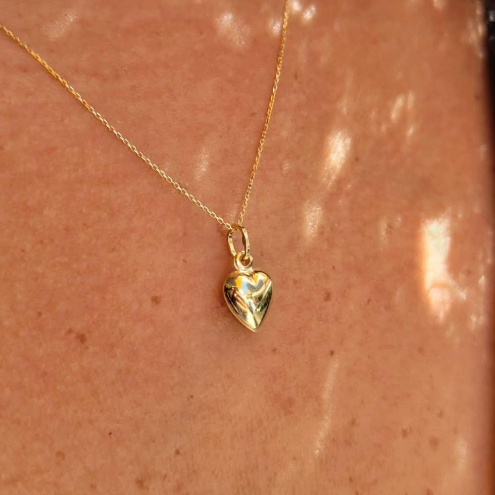 Collier maille forçat diamantée et pendentif motif cœur Or 18 carats